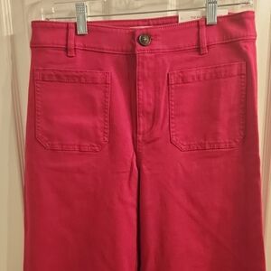 NWT LOFT Cherry Red/Pink Palmer Wide Leg Pants